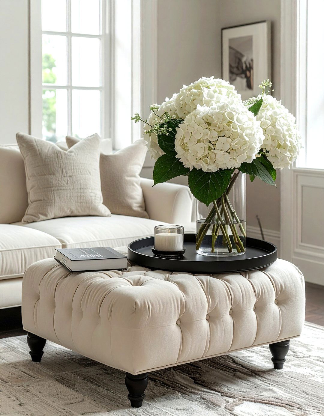 Ottoman With Flower Vase - 30 ottoman styling ideas