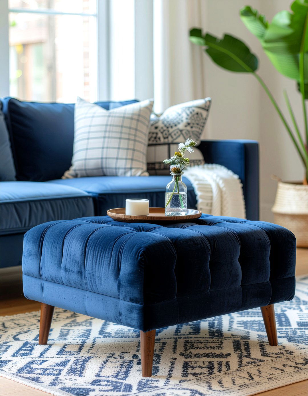 Ottoman coffee table - 30 temporary living room ideas