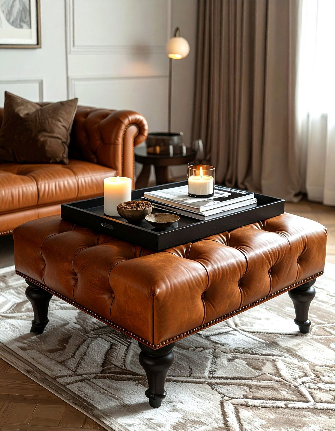 Ottoman tray styling - 30 decor layering ideas