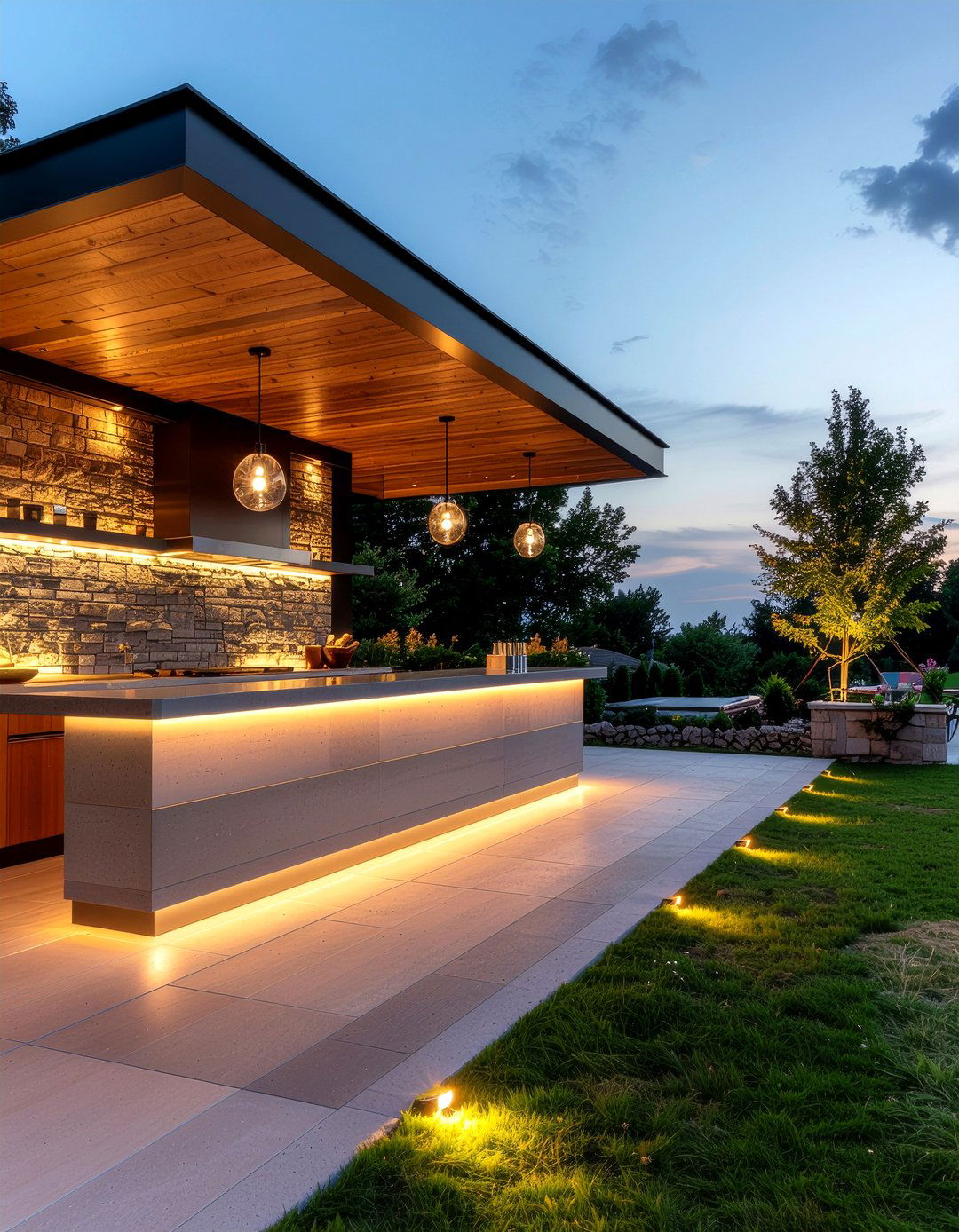 Outdoor Bar With Lighting - 30 outdoor kitchen bar ideas