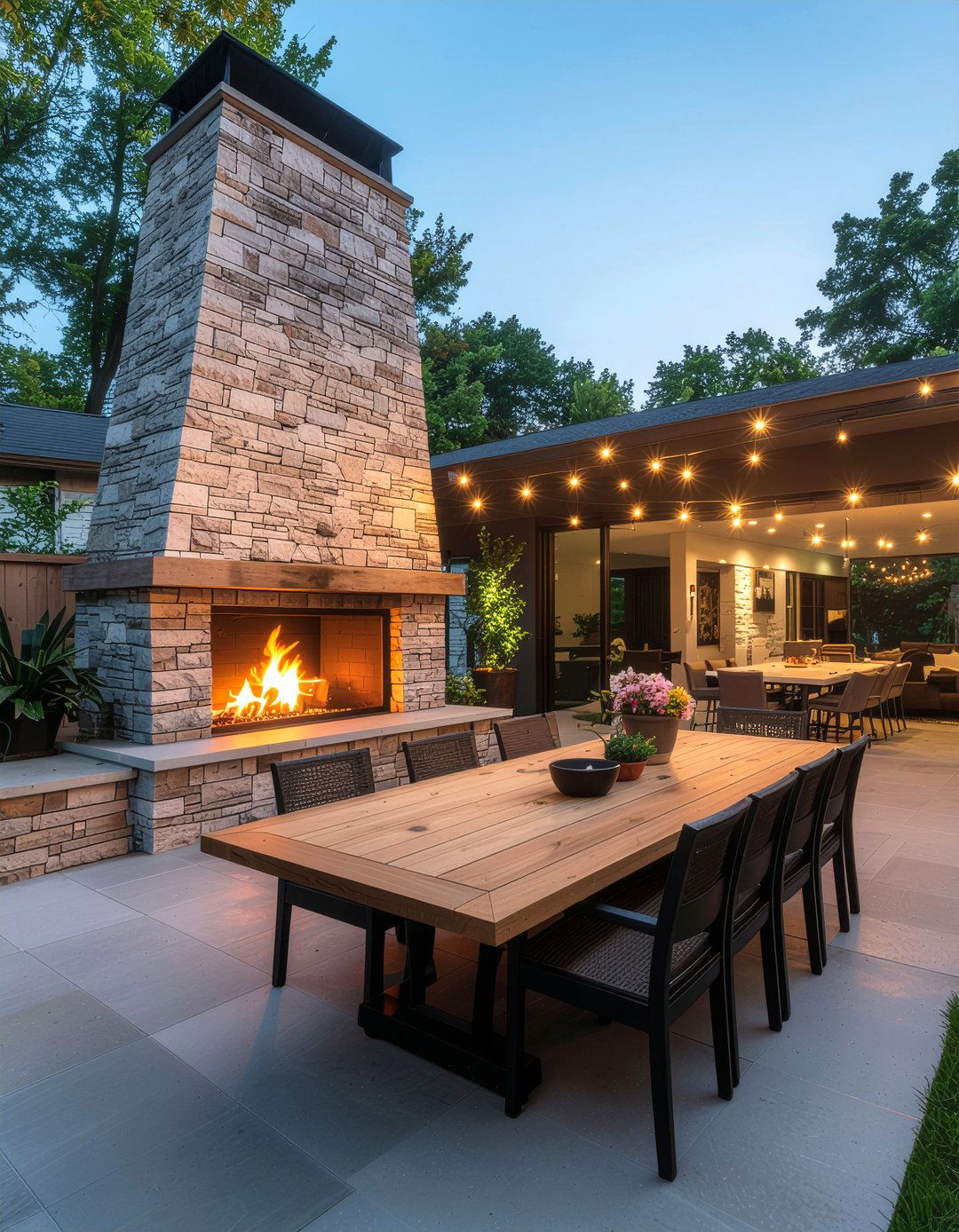 Outdoor Dining Area With Fireplace - 30 firelit dining room ideas