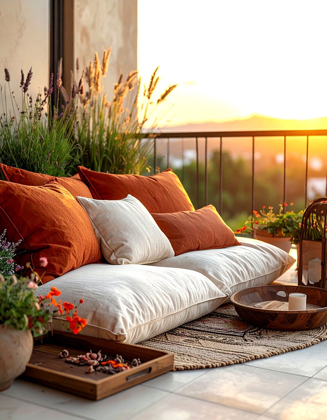 Outdoor Floor Pillows - 30 apartment balcony ideas