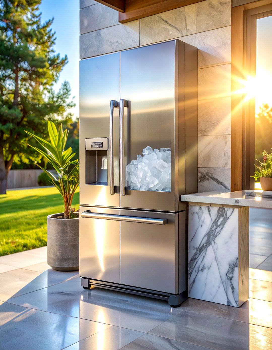 Outdoor Kitchen Ice Maker - 30 outdoor kitchen refrigerator ideas