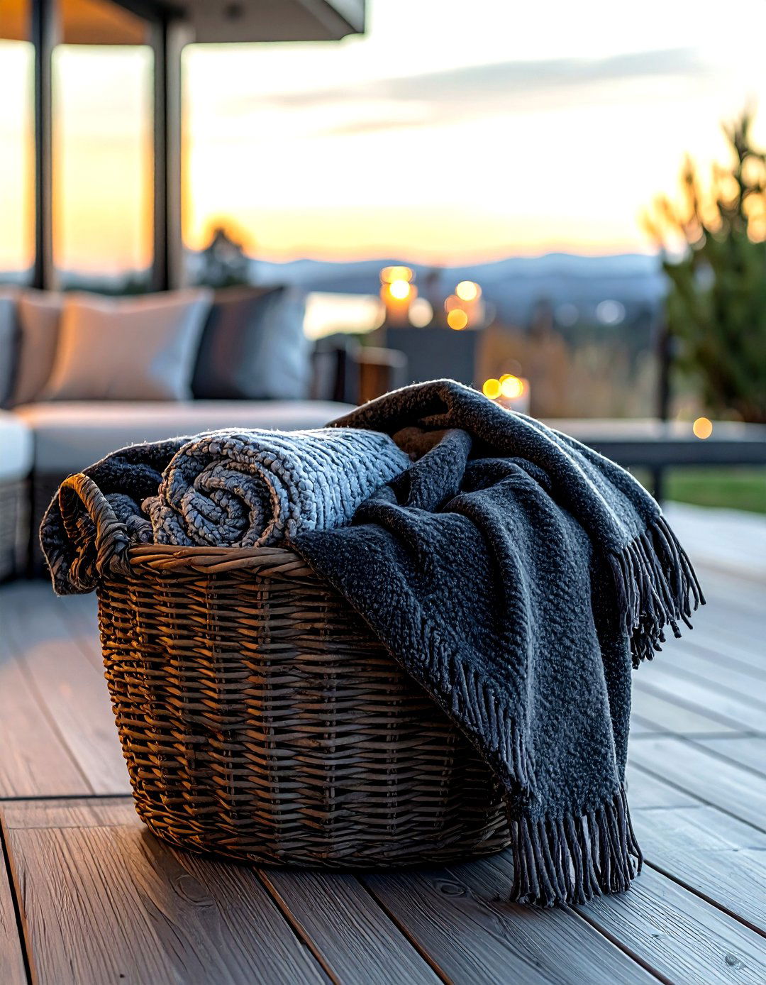 Outdoor Patio Blanket Basket - 30 blanket styling ideas