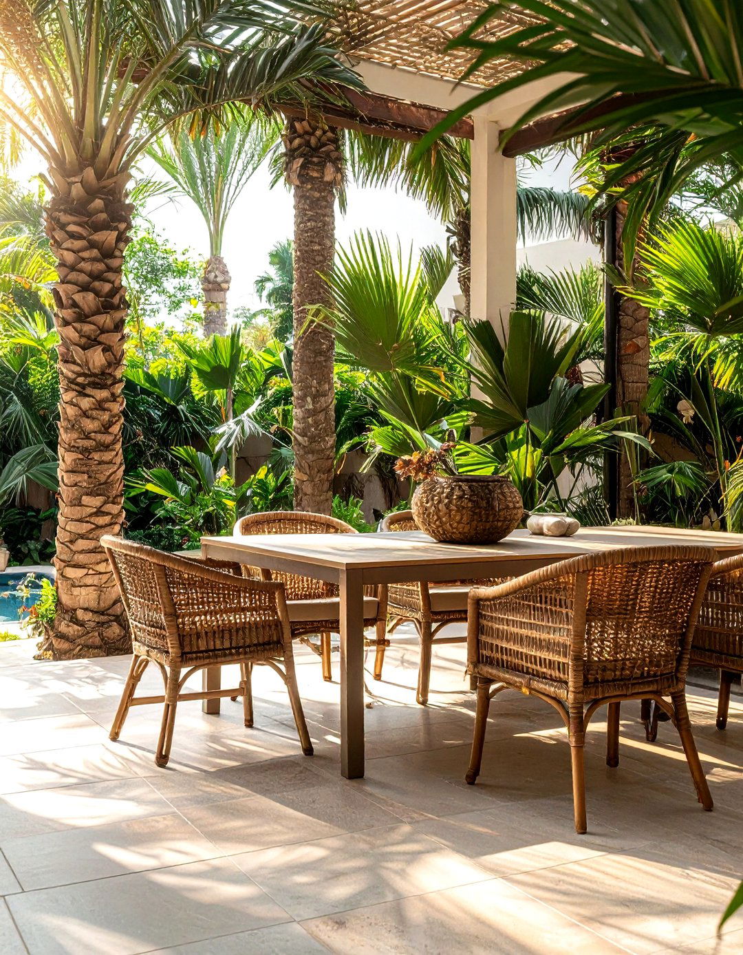 Outdoor Patio Palm Area - 30 dining room palm ideas