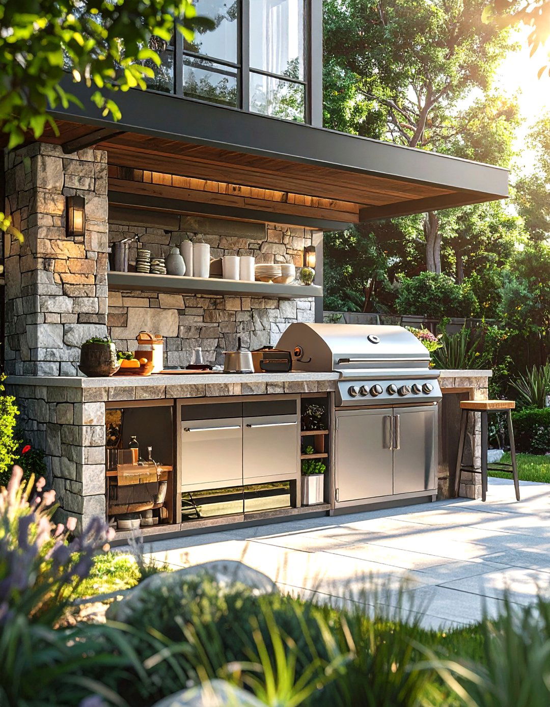 Outdoor Refrigerator Under Grill - 30 outdoor kitchen refrigerator ideas