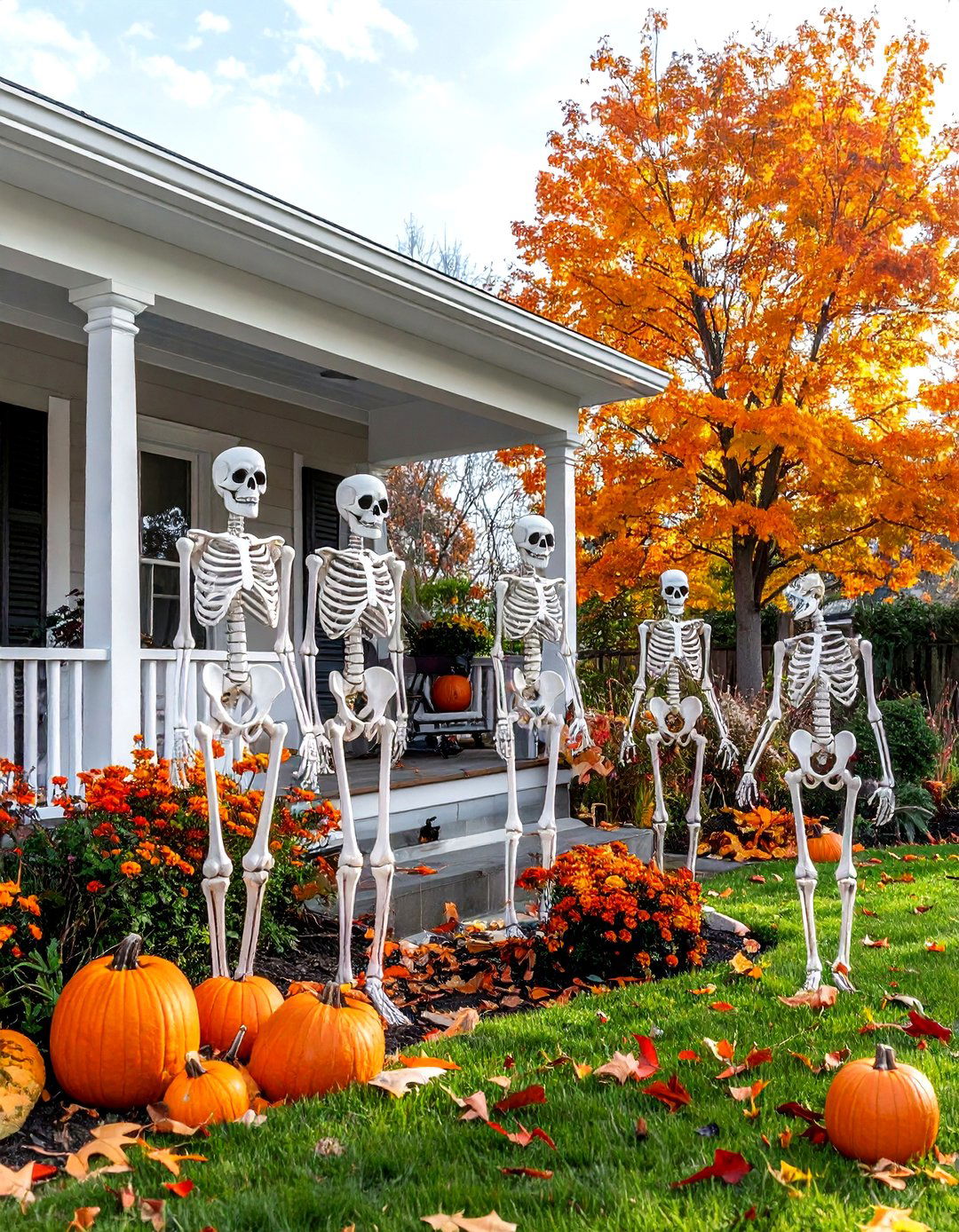 Outdoor Skeleton Display - 30 spooky decor ideas