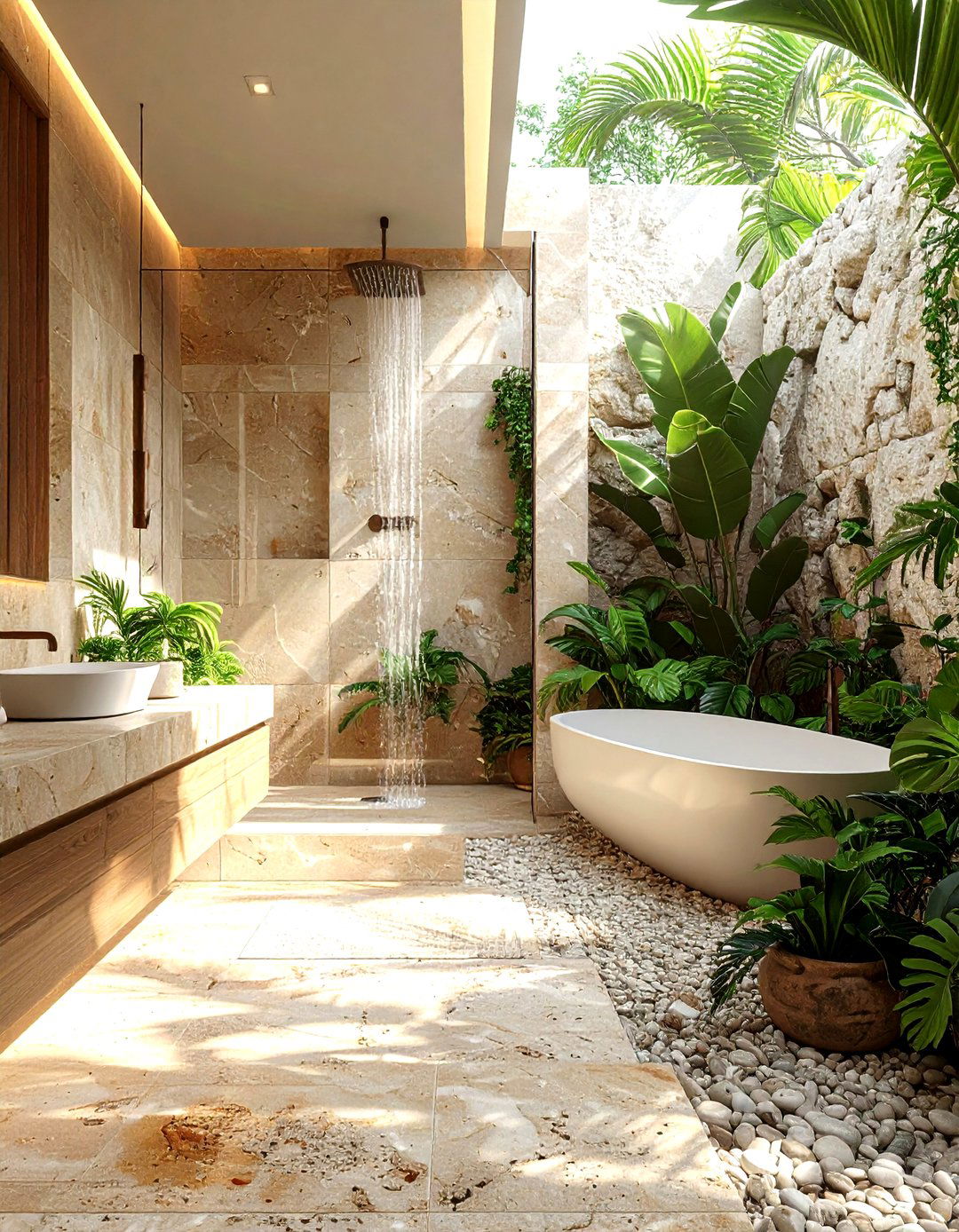 Outdoor Travertine Bathroom Style - 30 travertine bathroom ideas