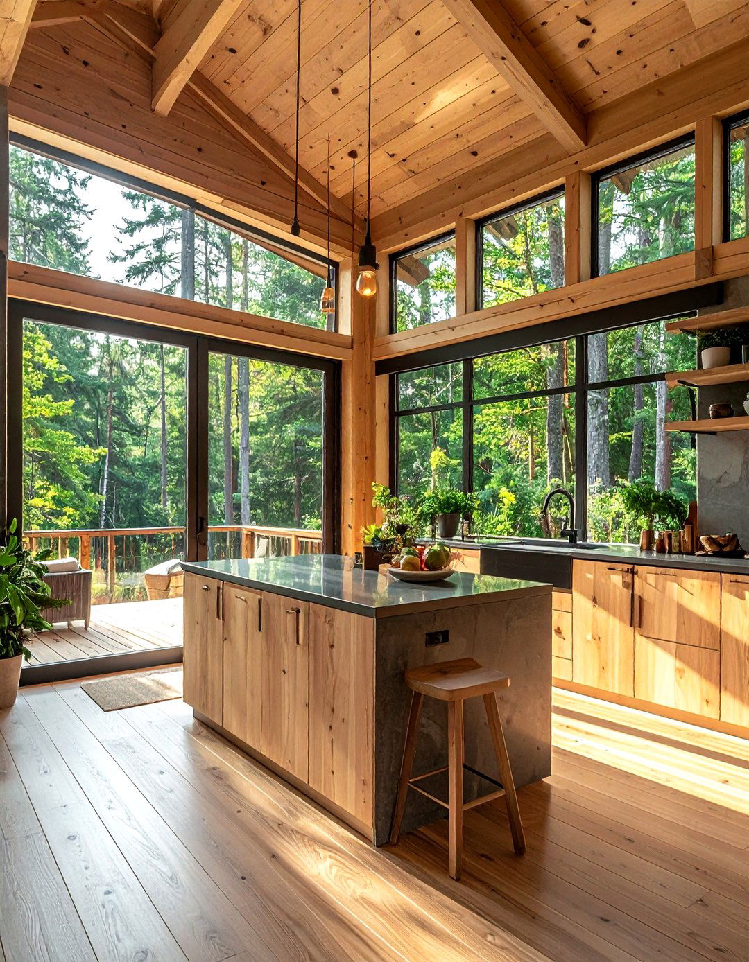 Outdoor View Cabin Kitchen - 30 cabin kitchen ideas