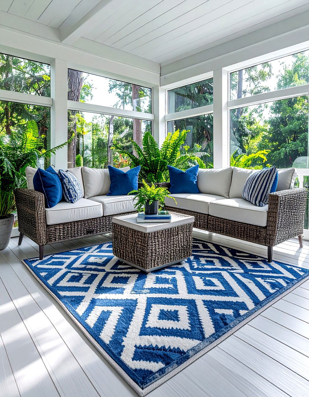 Outdoor area rugs - 30 screened porch decor ideas