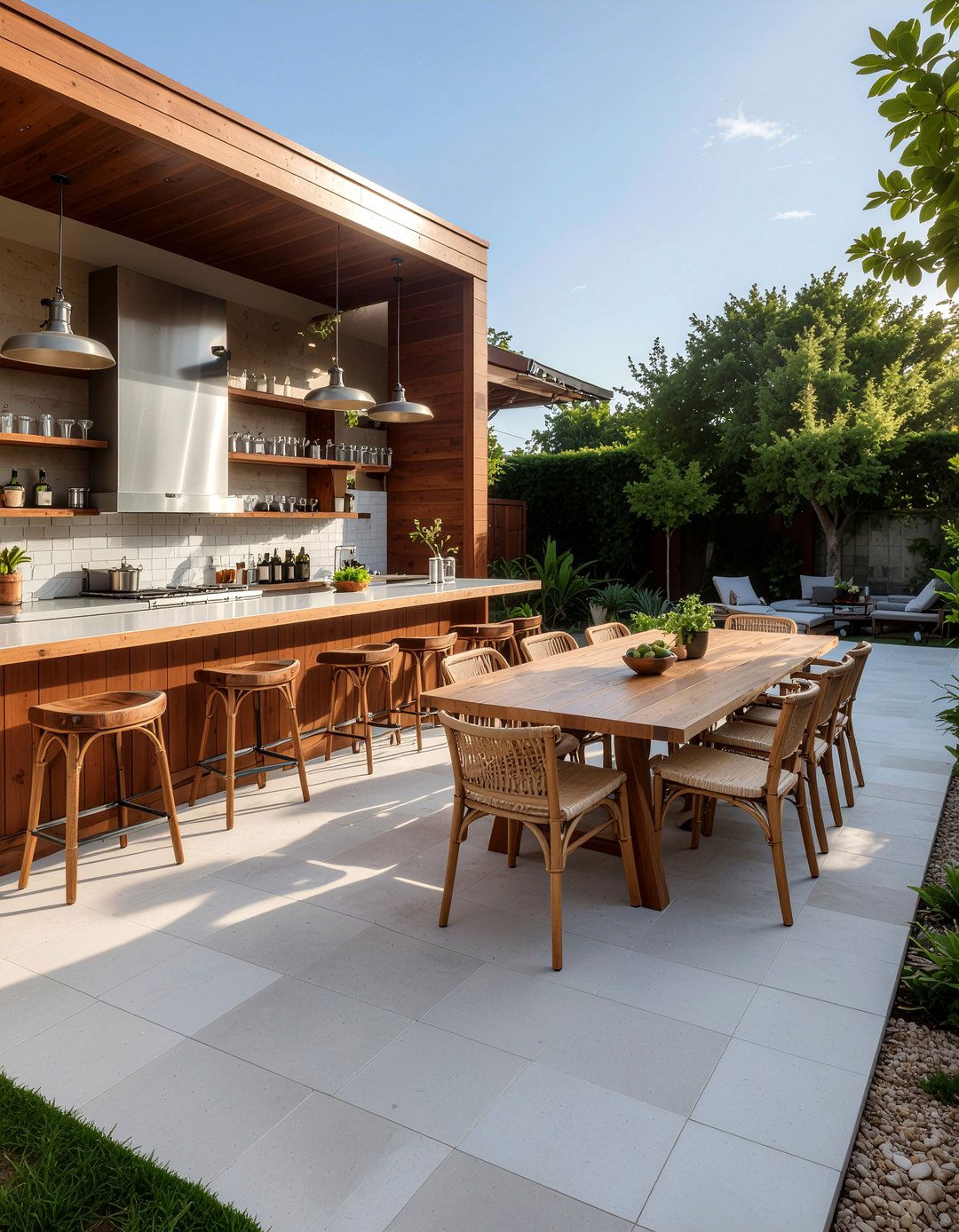 Outdoor bar and dining combo - 30 garden dining ideas