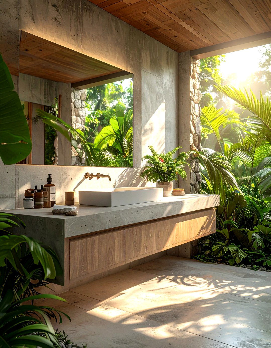 Outdoor concrete bathroom counter - 30 concrete countertop bathroom ideas
