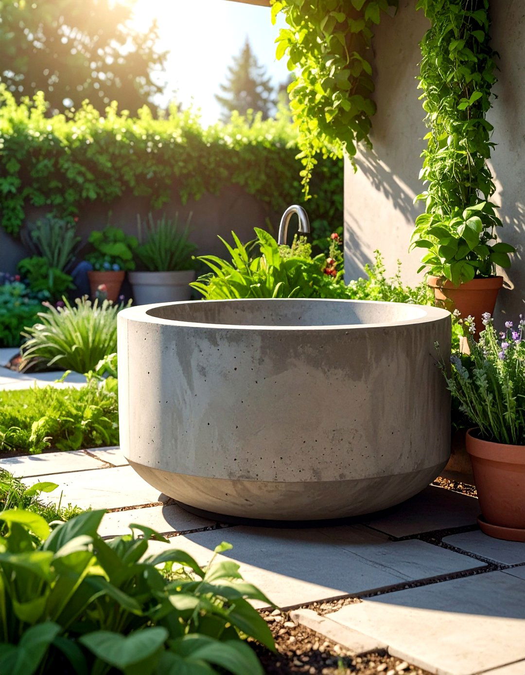 Outdoor concrete garden sink - 30 concrete sink ideas