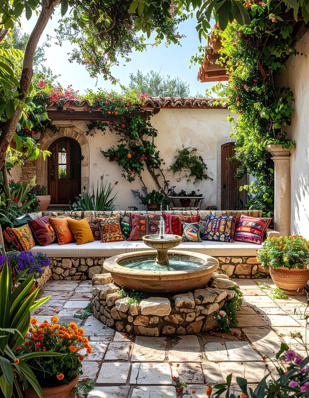 Outdoor courtyard seating - 30 Mediterranean home decor ideas