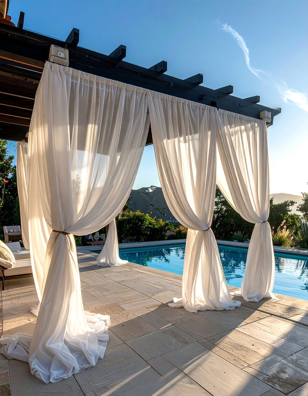 Outdoor curtain - 30 poolside decor ideas