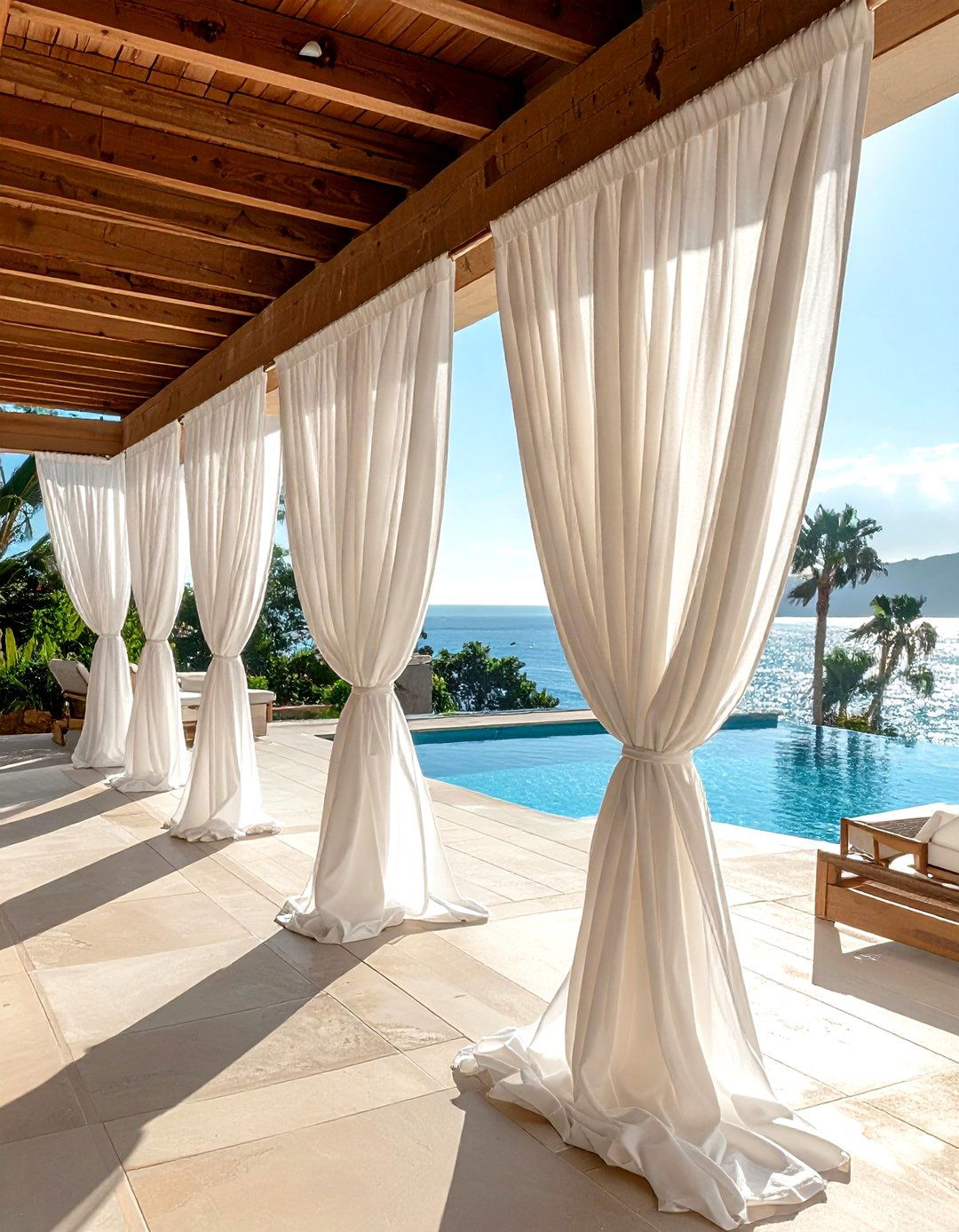 Outdoor curtains - 30 back porch decor ideas