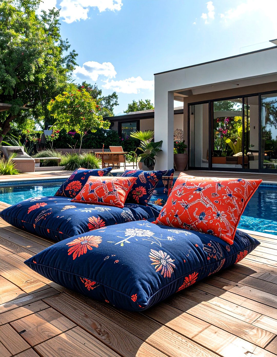 Outdoor floor pillow - 30 poolside decor ideas