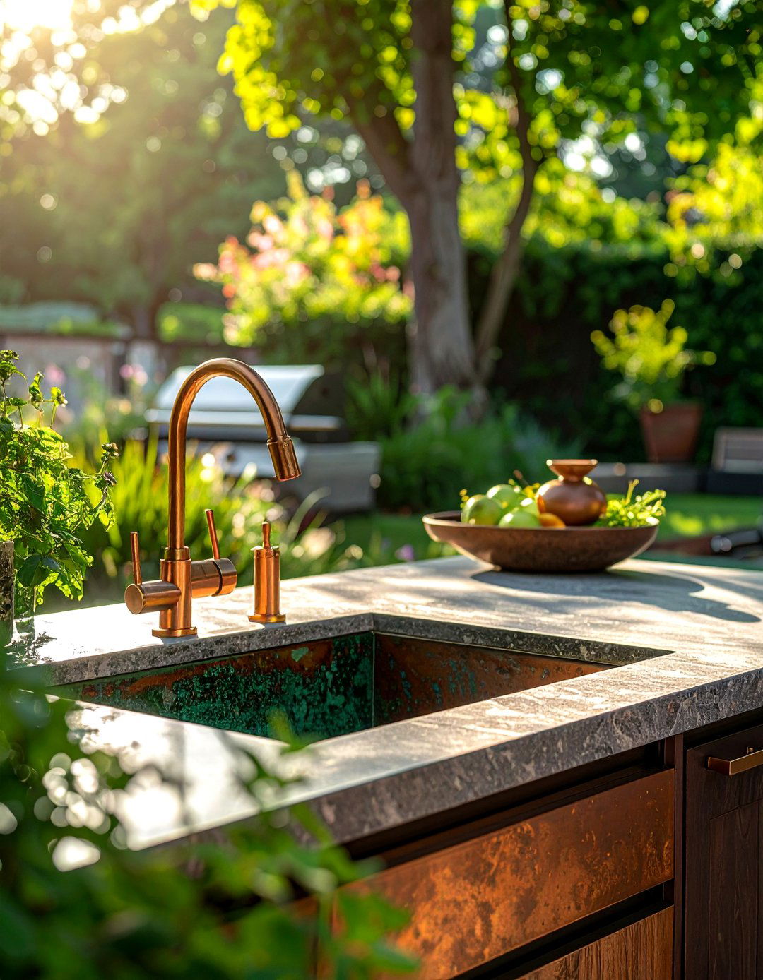 Outdoor kitchen copper sink - 30 copper sink kitchen ideas