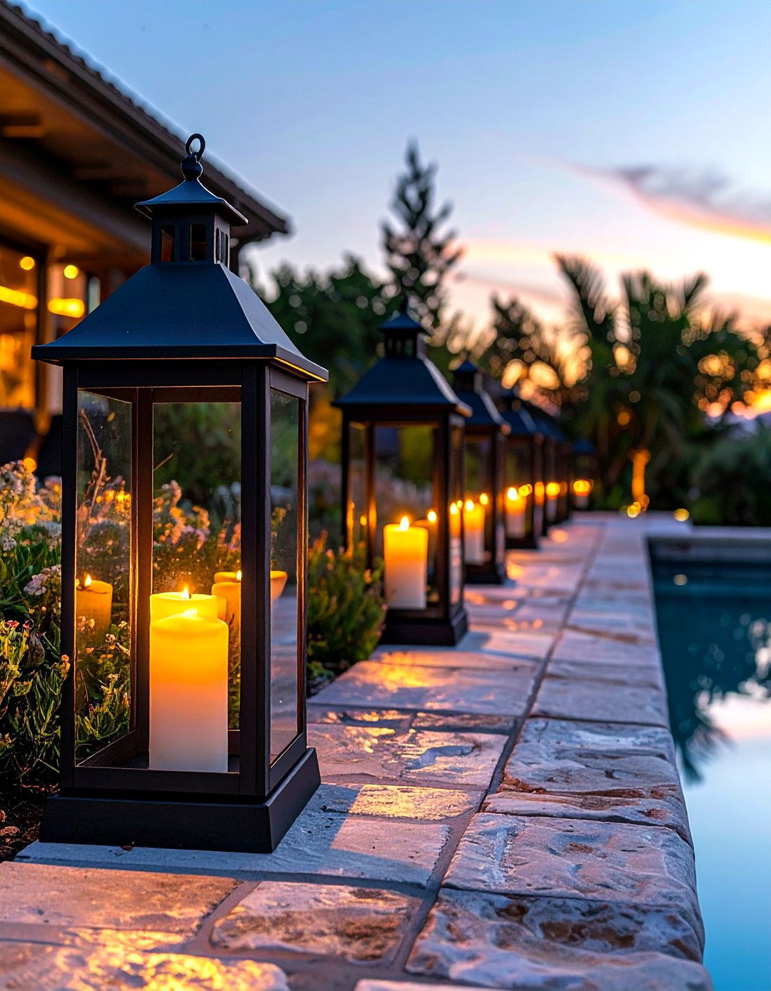 Outdoor lantern - 30 poolside decor ideas
