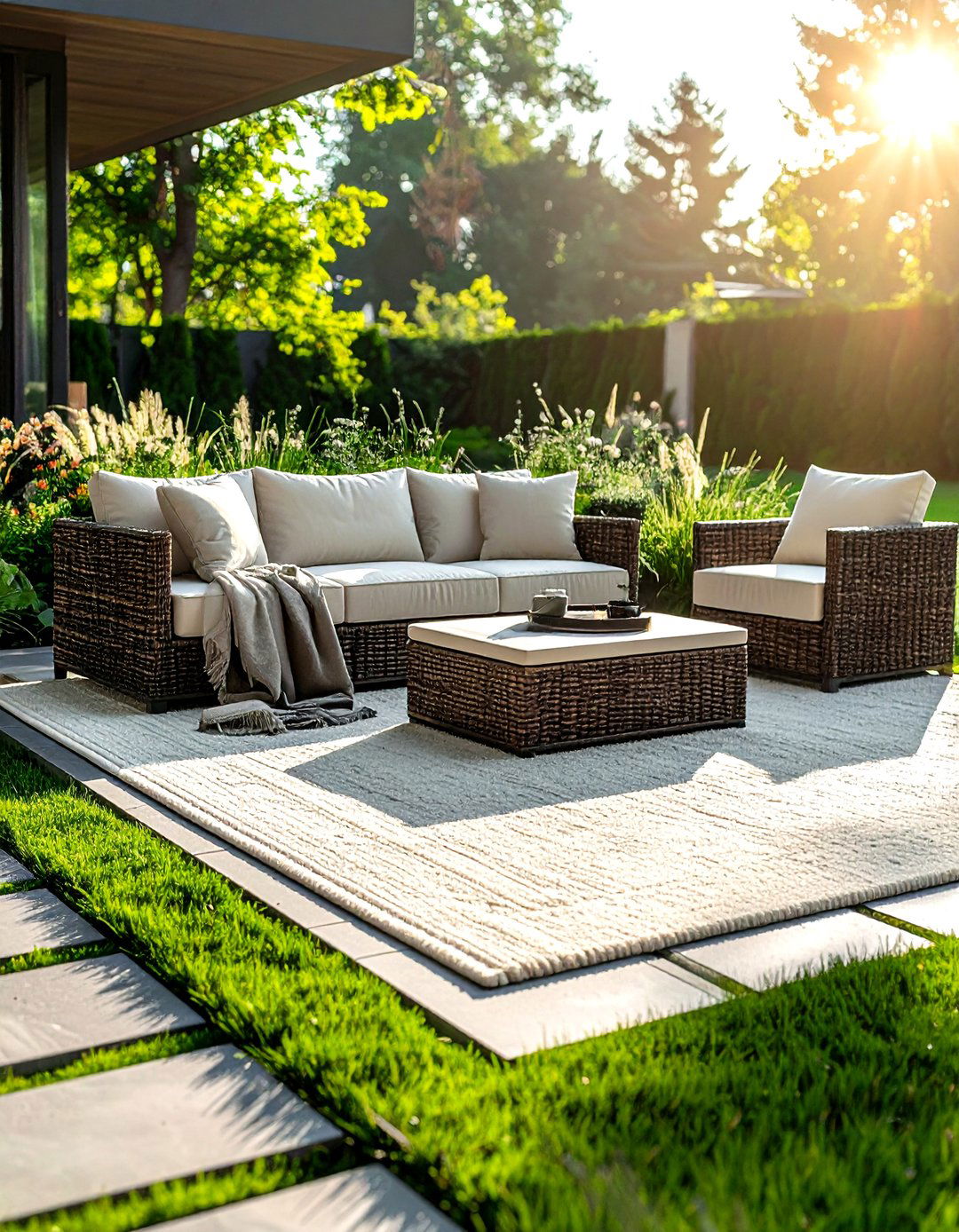 Outdoor rug for patio - 30 patio decor ideas