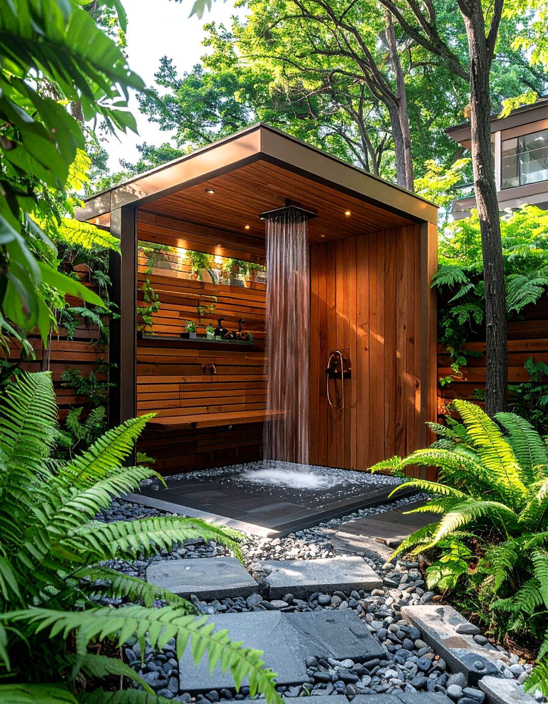 Outdoor shower - 30 lake house decor ideas