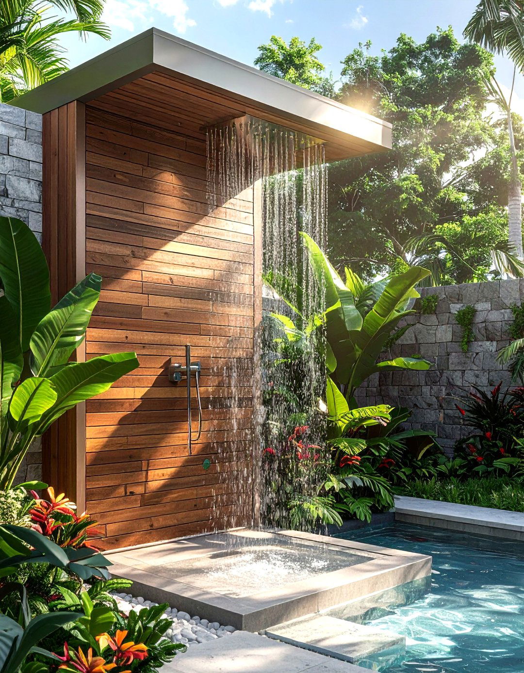 Outdoor shower - 30 poolside decor ideas