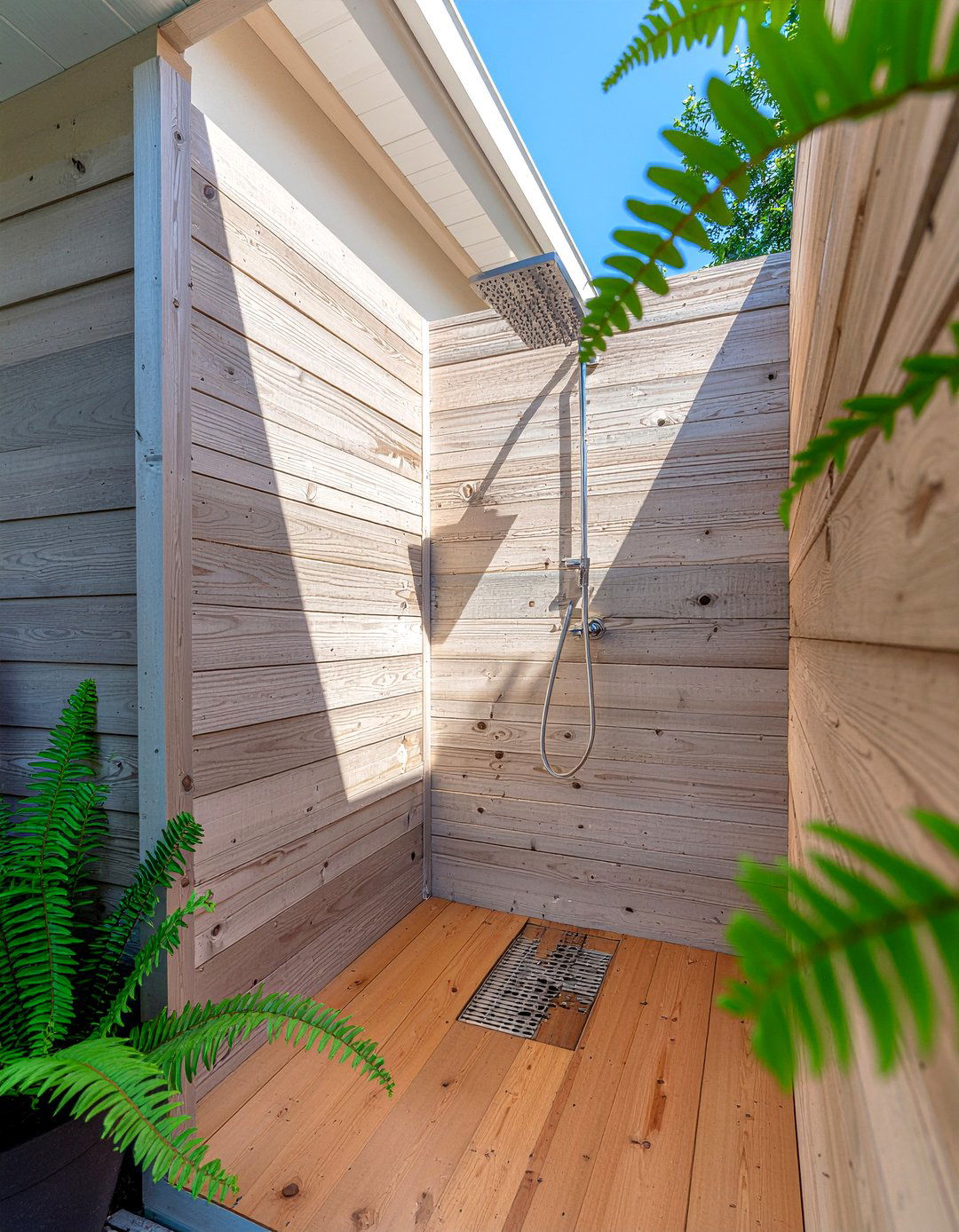 Outdoor shower enclosure - 30 pool bathroom ideas