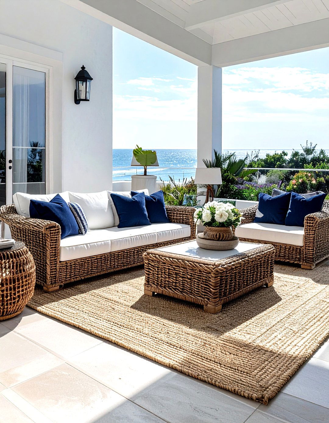 Outdoor wicker furniture - 30 coastal grandmother decor ideas