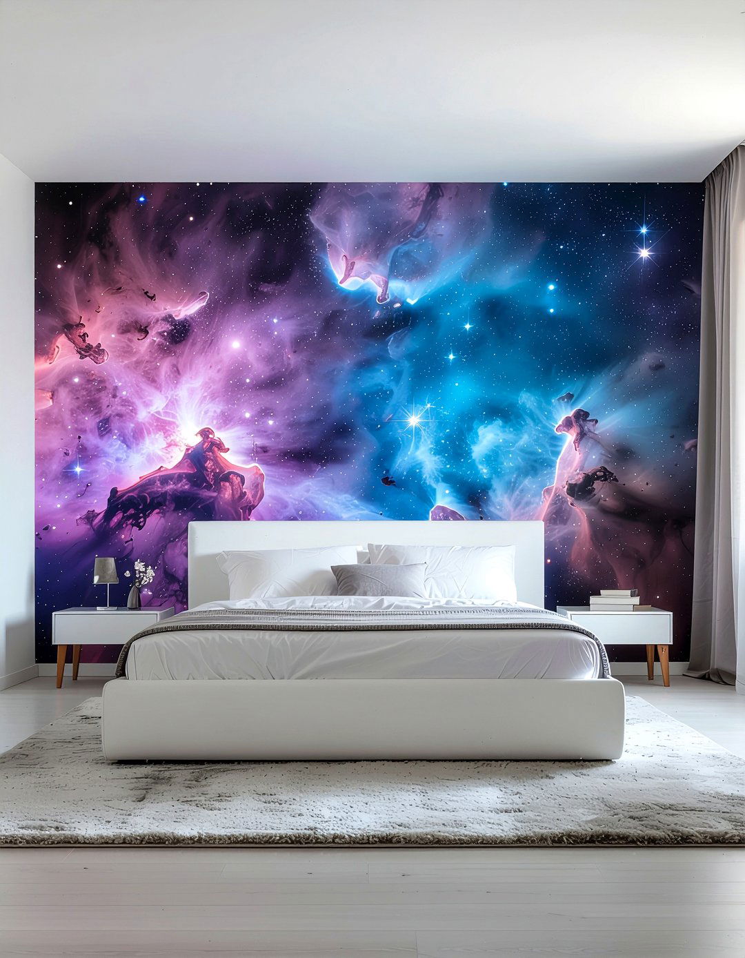 Outer Space Wall Mural - 30 solar system bedroom ideas