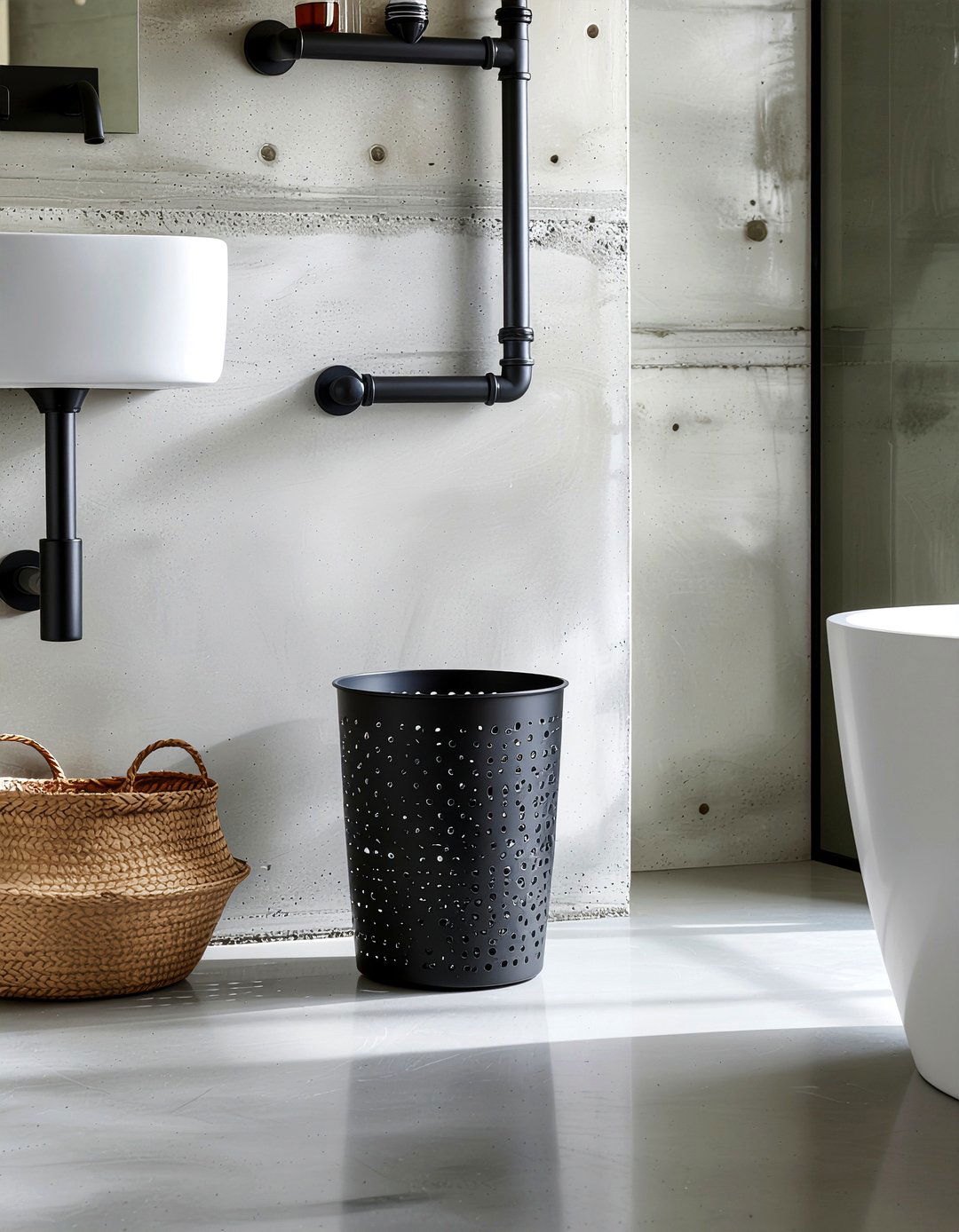 Oval Mesh Waste Basket - 30 bathroom trash can ideas