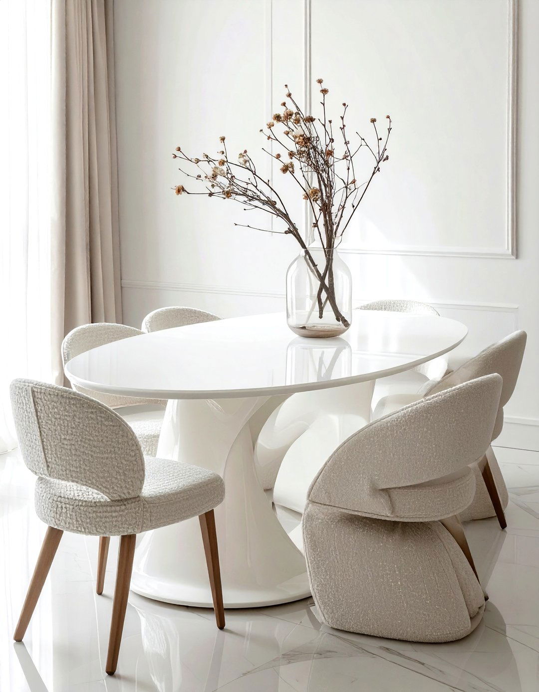 Oval White Dining Table - 30 white dining table ideas