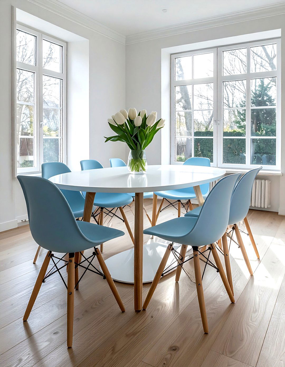 Oval White Tulip Dining Table - 30 modern dining table ideas
