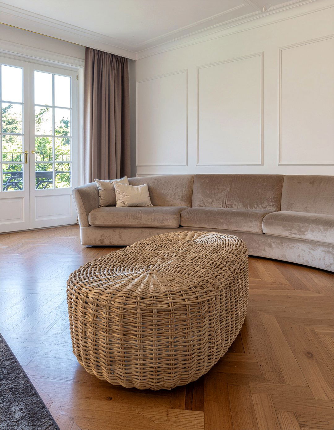 Oval Wicker Ottoman - 30 living room woven ottoman ideas