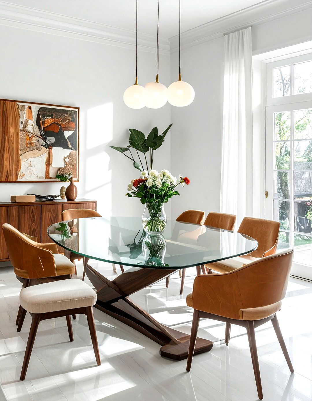 Oval glass dining table - 30 glass dining table ideas