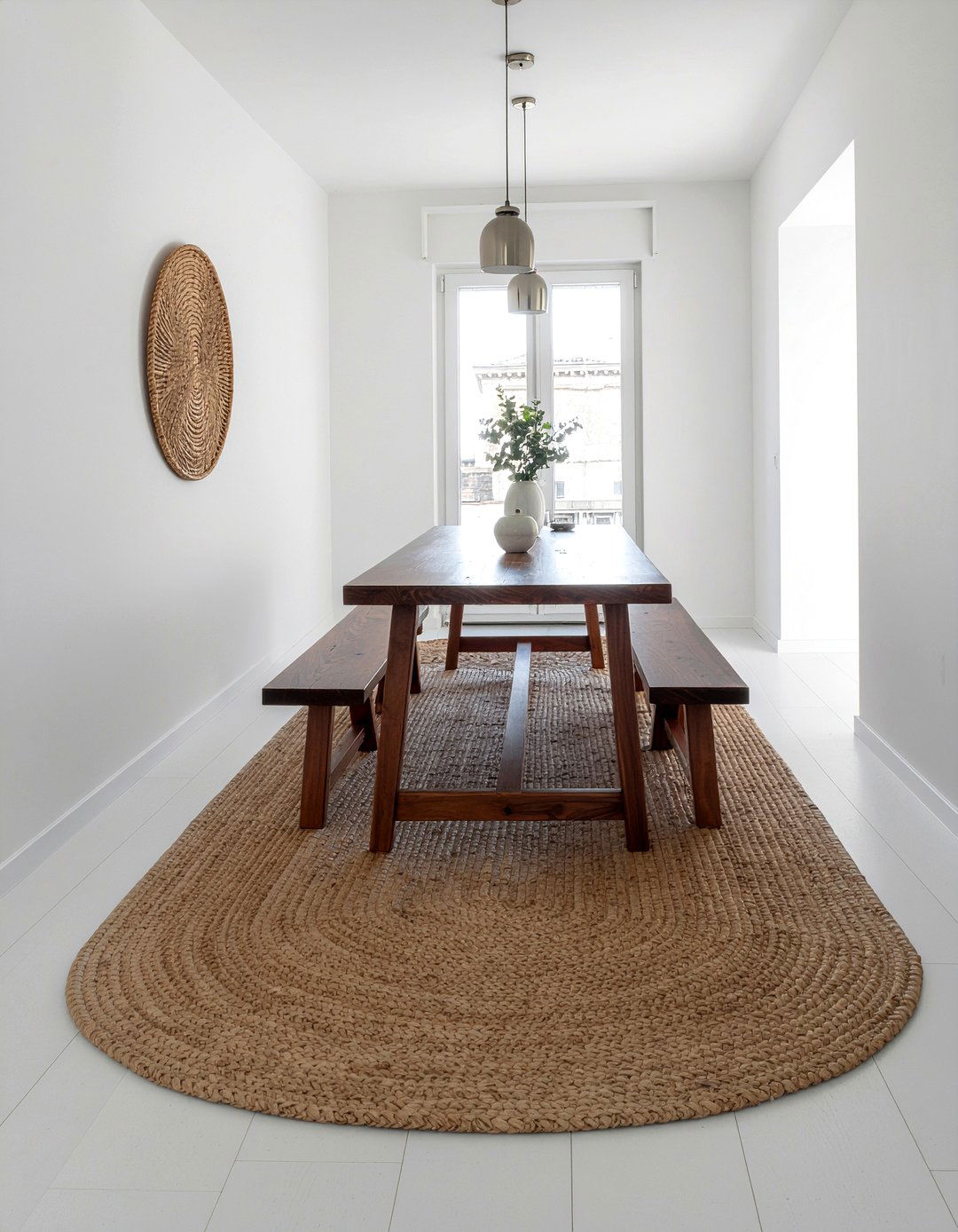 Oval jute rug for narrow dining room - 30 jute rug dining room ideas
