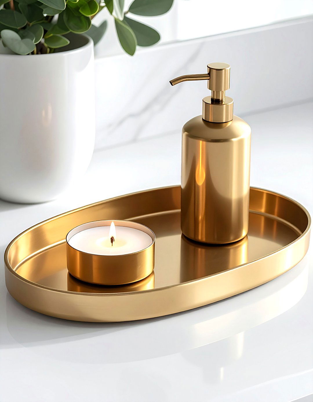 Oval metal tray - 30 vanity tray ideas