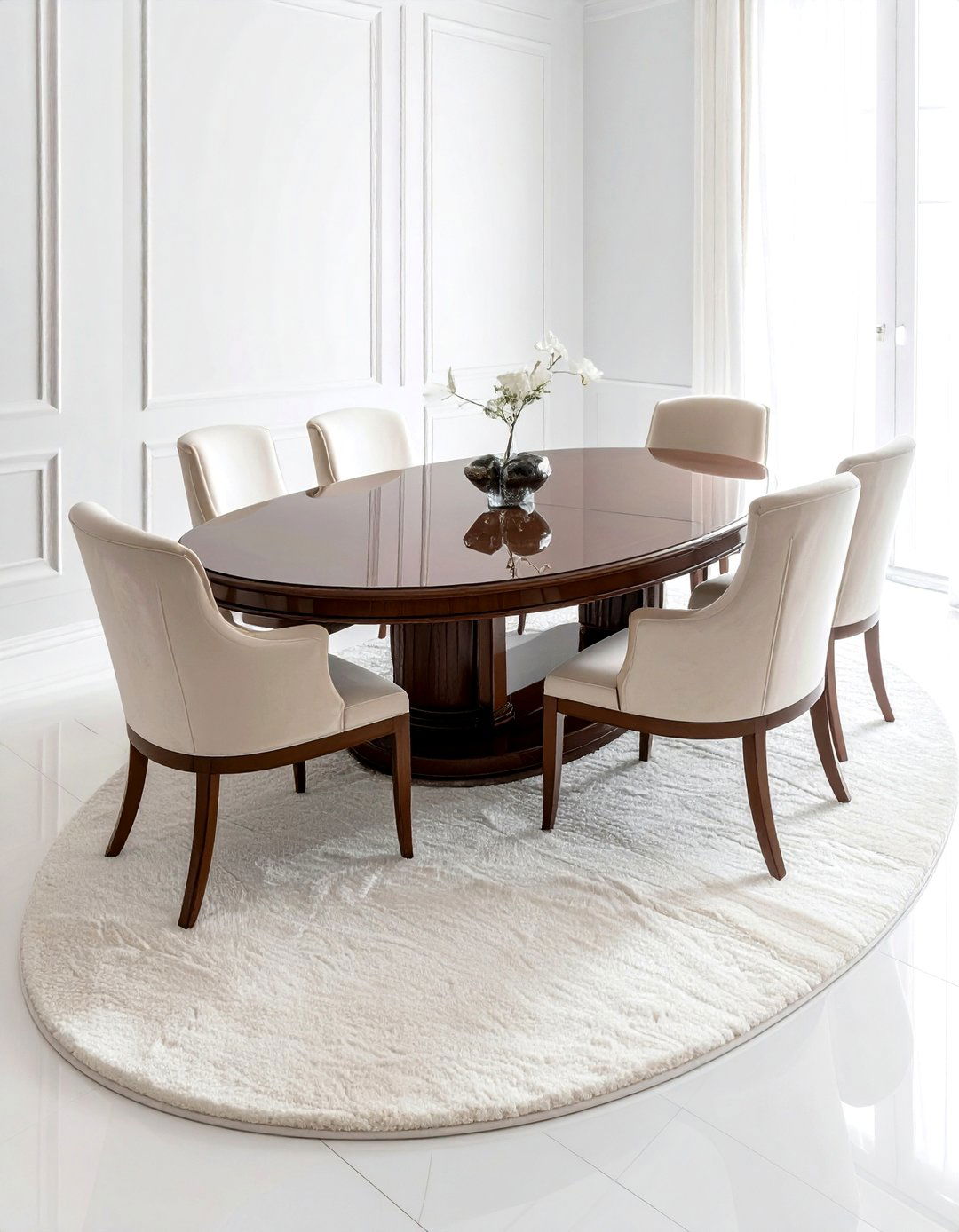 Oval rug for dining table - 30 dining room rug ideas