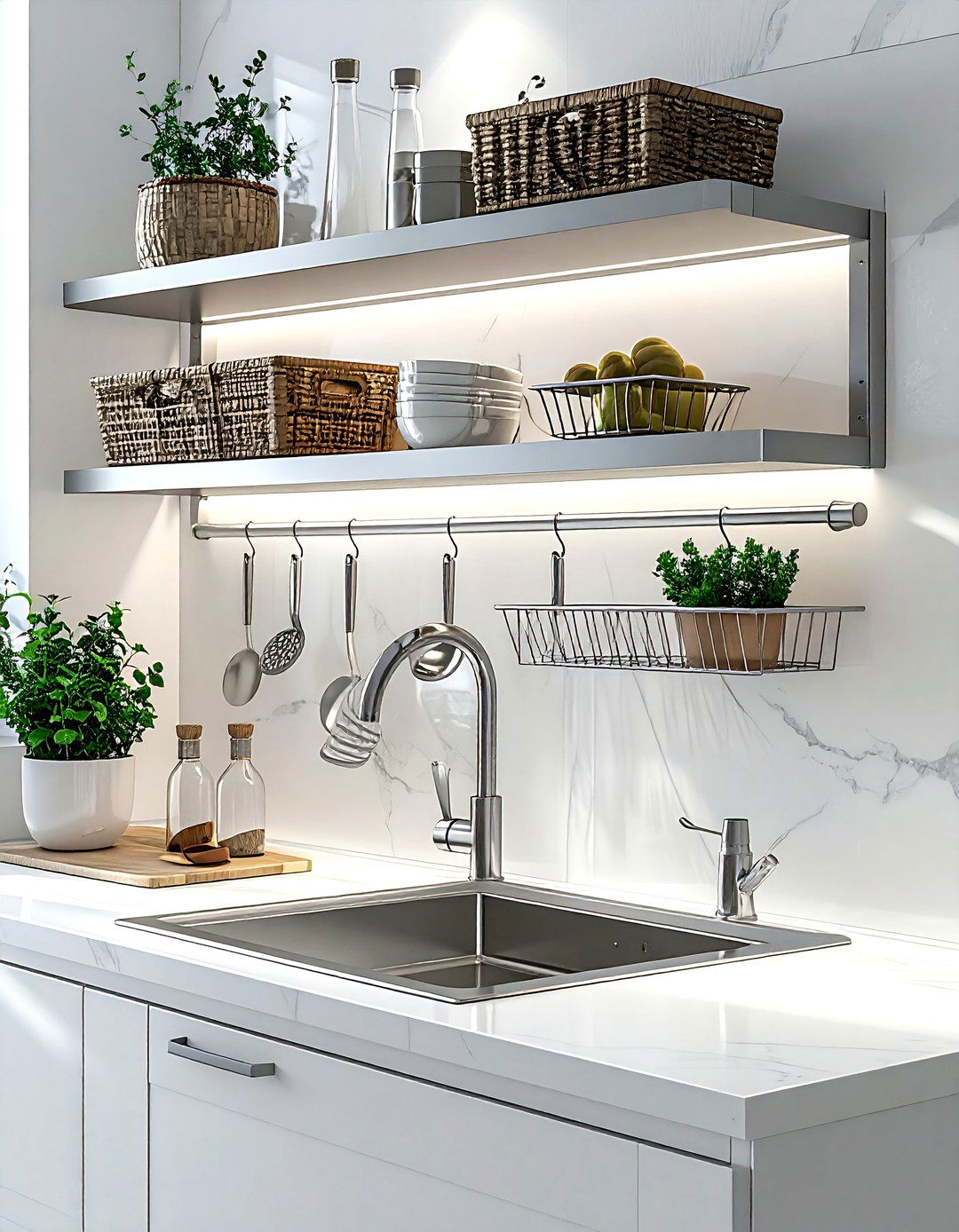 Over The Sink Shelf - 30 utensil storage kitchen ideas