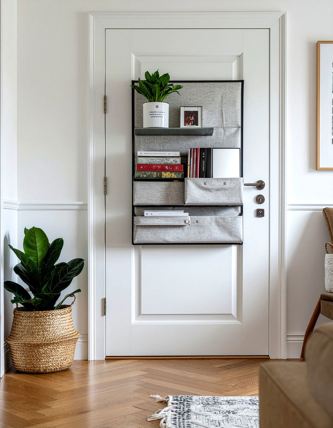 Over the door organizer - 30 temporary living room ideas