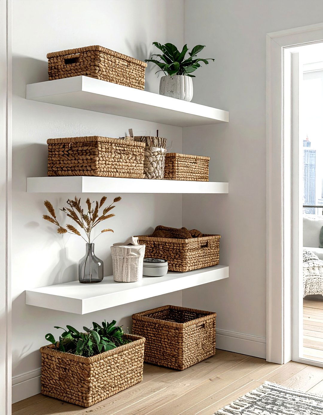 Over the door shelf - 30 living room wall storage ideas
