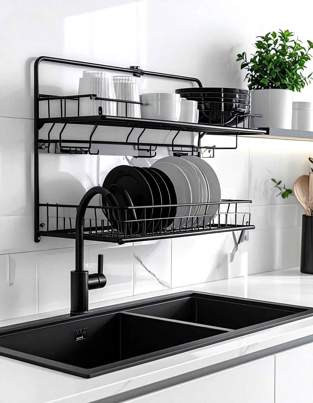 Over the sink rack - 30 no damage kitchen ideas