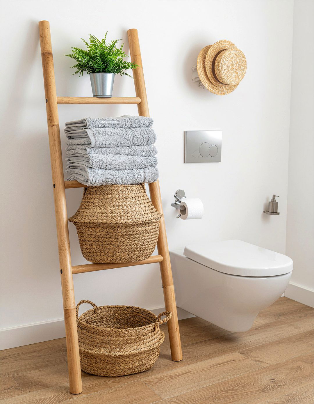 Over the toilet ladder - 30 bathroom creative storage ideas