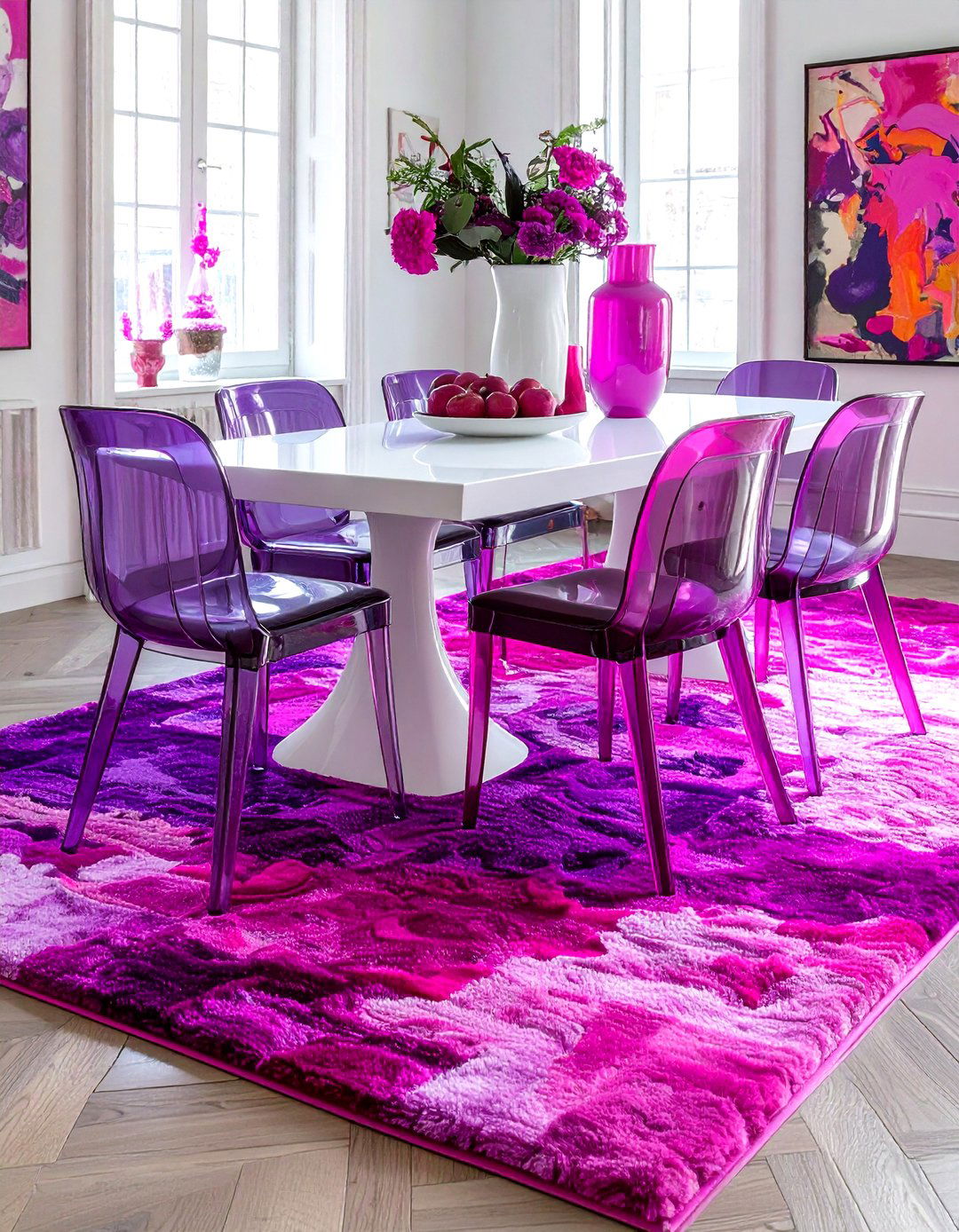 Overdyed vintage rug dining room - 30 vintage rug dining room ideas