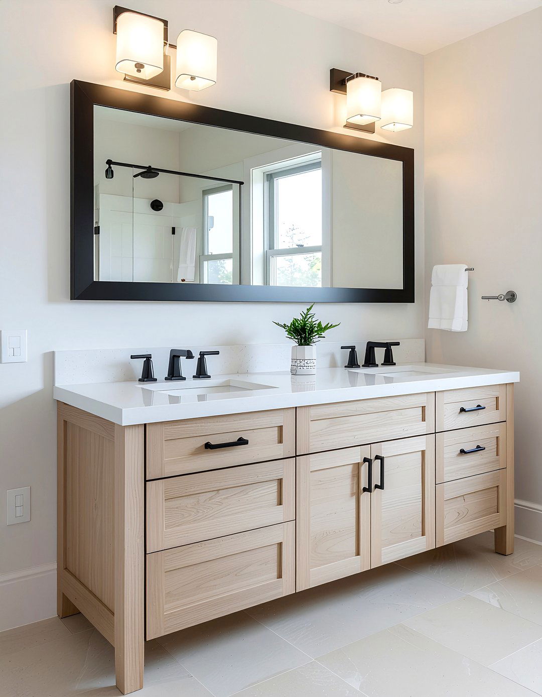 Oversized Black Cabinet Pulls - 30 bathroom hardware ideas