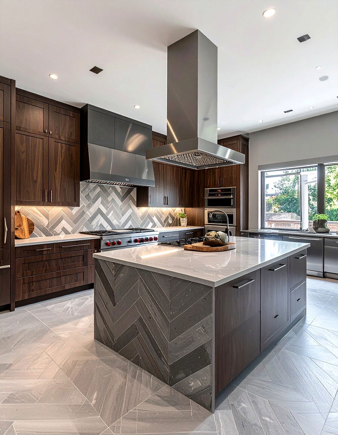 Oversized Chevron Tile - 30 chevron backsplash kitchen ideas