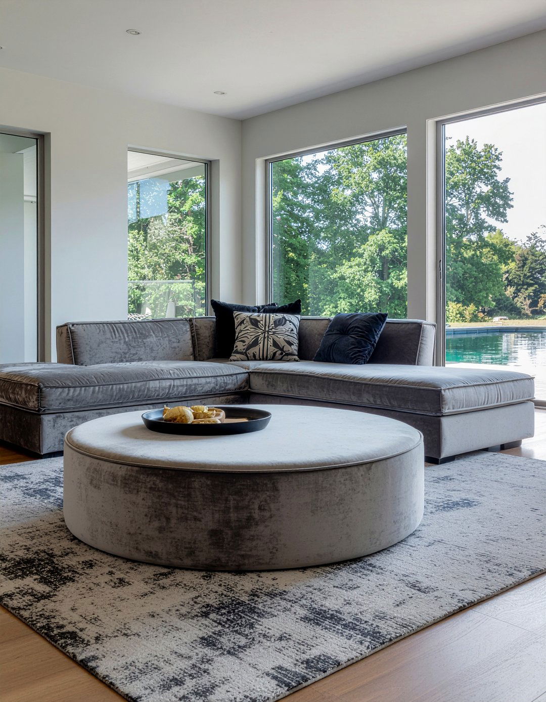 Oversized Circular Ottoman - 30 living room footstool ideas