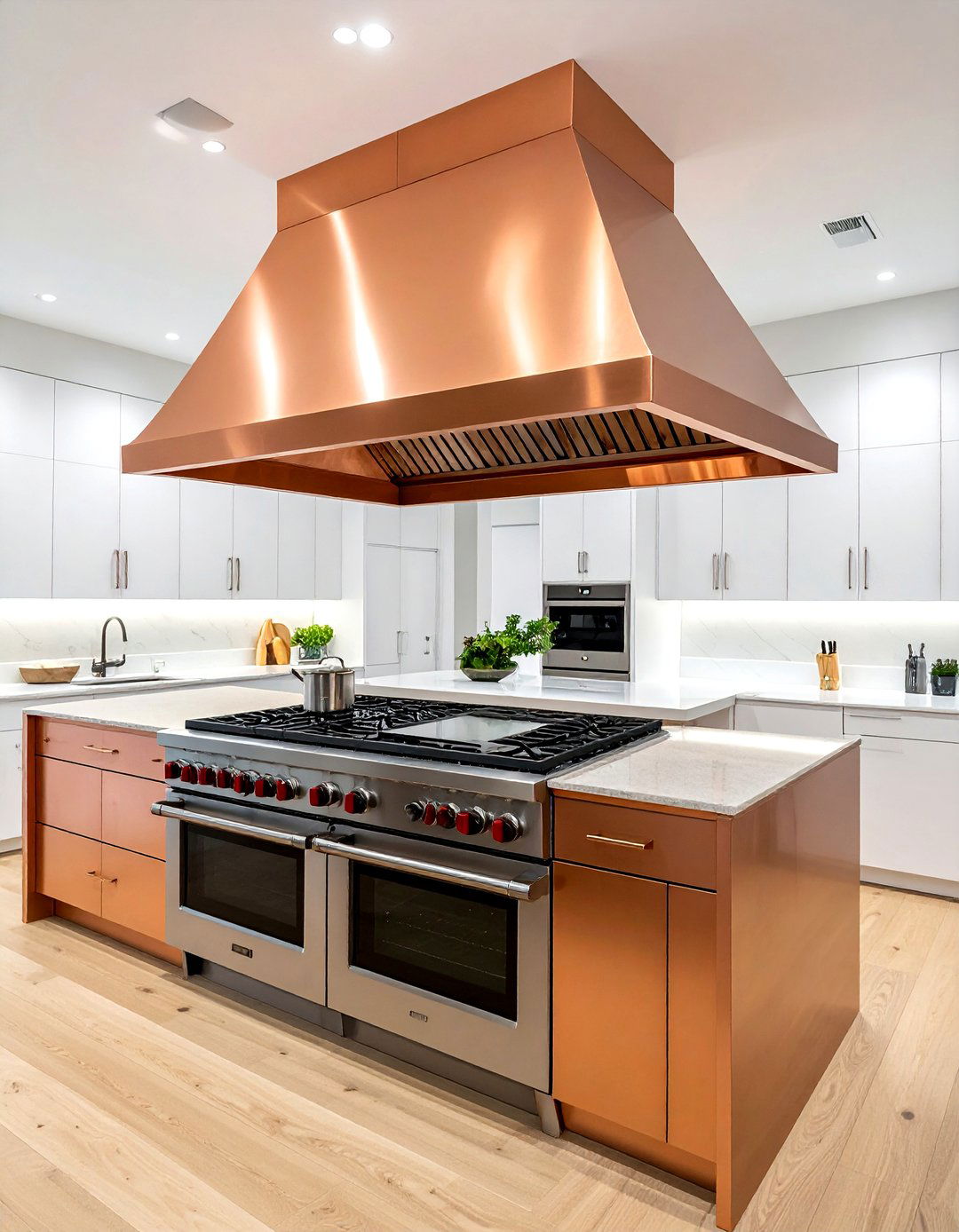 Oversized Copper Range Hood - 30 copper hood kitchen ideas