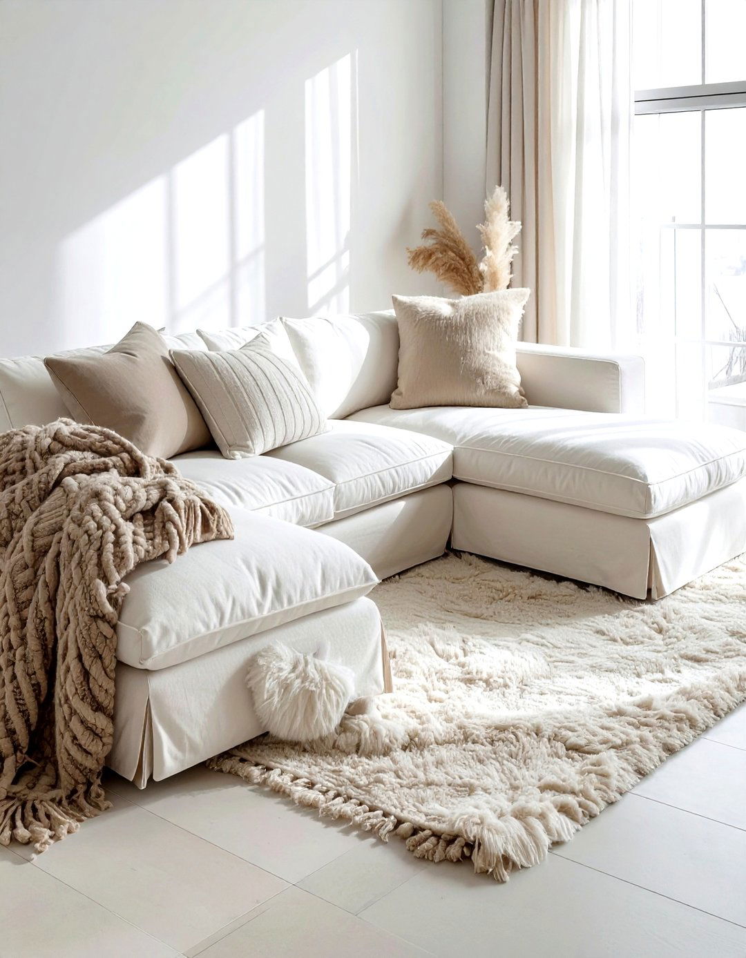 Oversized Deep Seat Slipcovered Sofa - 30 living room slipcovered sofa ideas