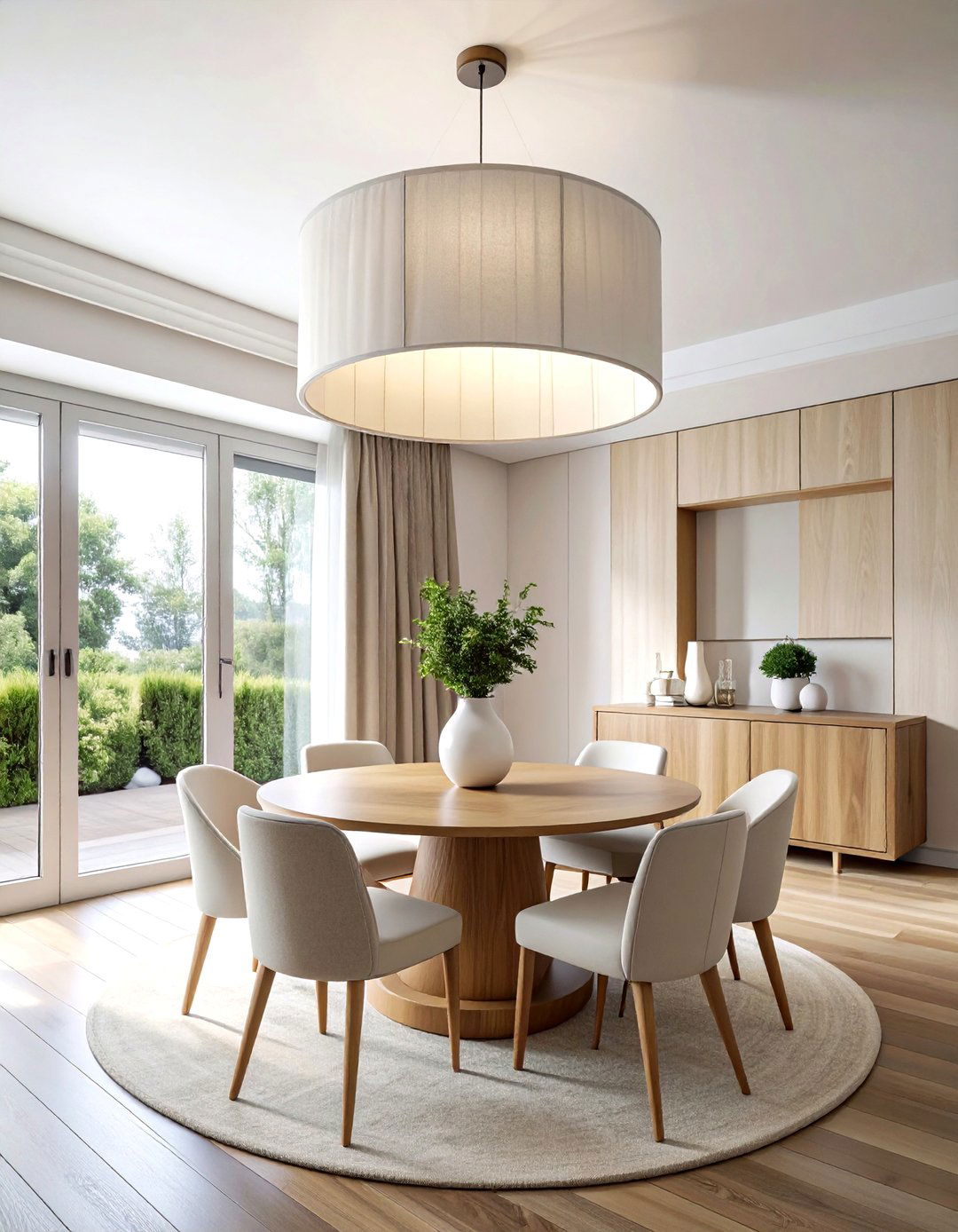 Oversized Drum Pendant - 30 single pendant dining room ideas