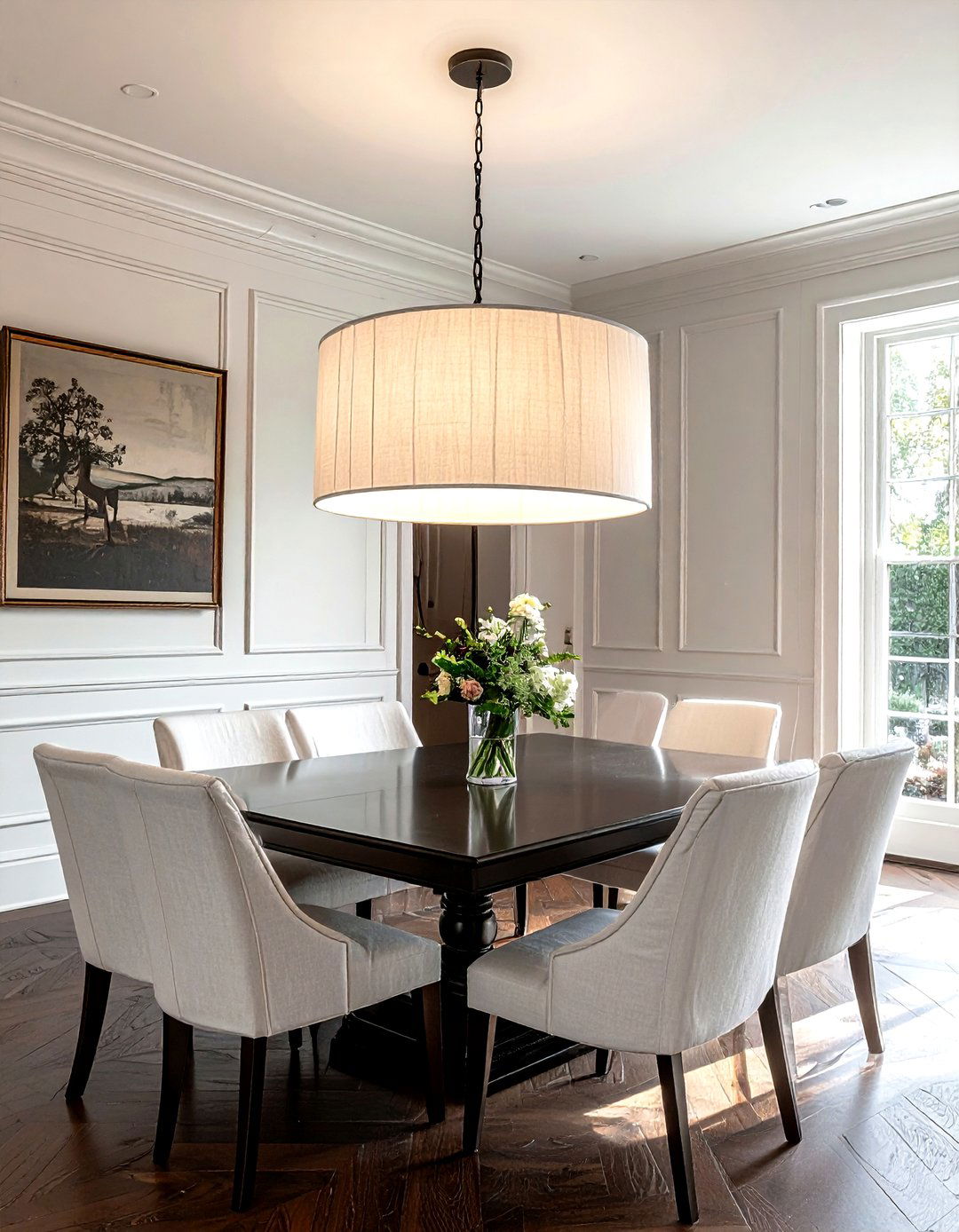 Oversized Drum Shade - 30 dining room pendant lighting ideas